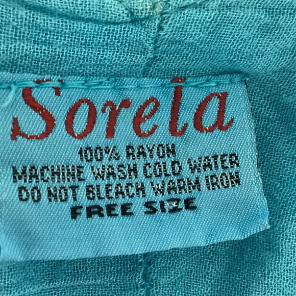 Sorela Women's Boho Midi Sleeveless Dress Free Size Embroidered Blue Beach - Picture 8 of 9